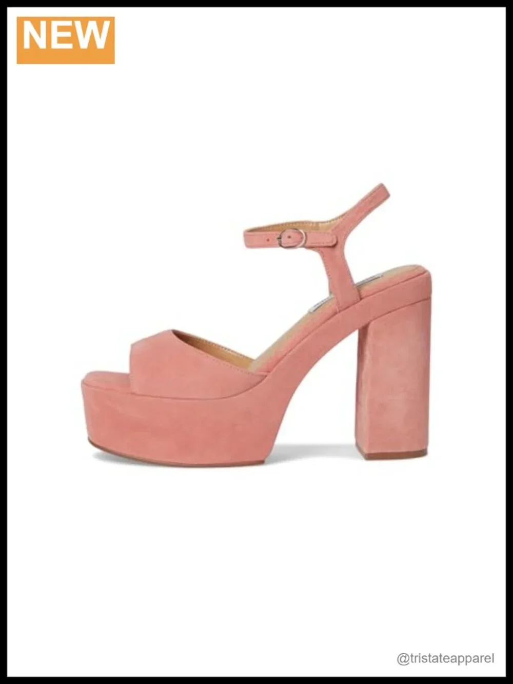 Suede Platform Heels with Ankle Strap Square Toe